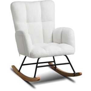 Comhoma Nursery Comfy Teddy White Rocking Chair 93cm