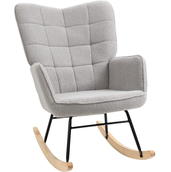 Homcom Modern Teddy Light Grey Rocking Chair 101cm