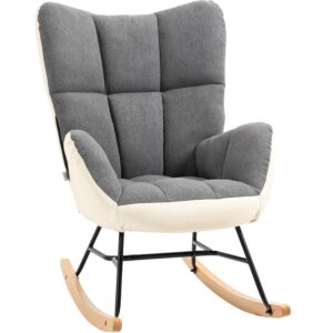Homcom Wingback Grey/Cream Rocking Chair 98cm