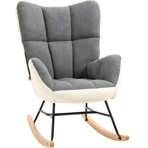 Homcom Wingback Grey/Cream Rocking Chair 98cm